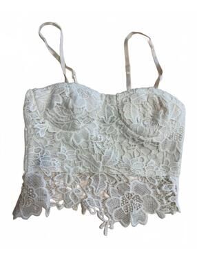 Casting LA White Lace Bustier Crop Top Size S
